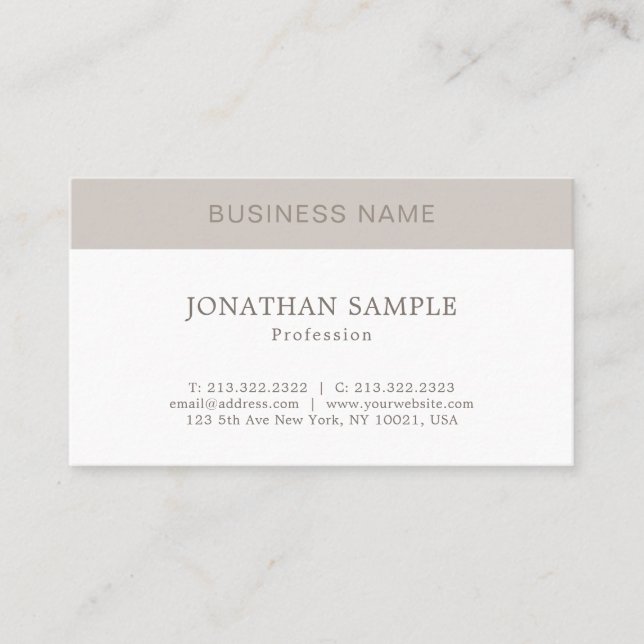 Elegant Simple Graphic Design Modern Plain Trendy Business Card (Front)