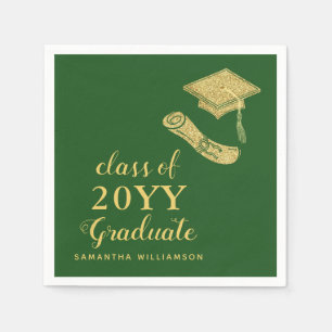 Elegant Simple Green and Gold 2025 Graduation Napkin