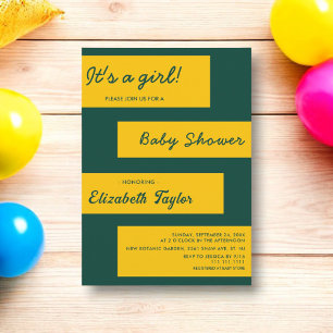 Elegant Simple Green And Gold Modern Baby Shower Invitation