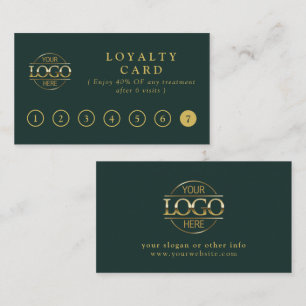 Elegant Simple Green & Gold Customer Rewards Loyalty Card