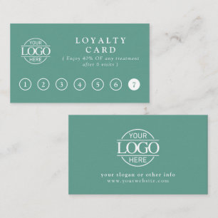 Elegant Simple Green Teal Customer Rewards Loyalty Card