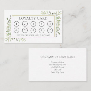 Elegant Simple Greenery Floral Loyalty Card