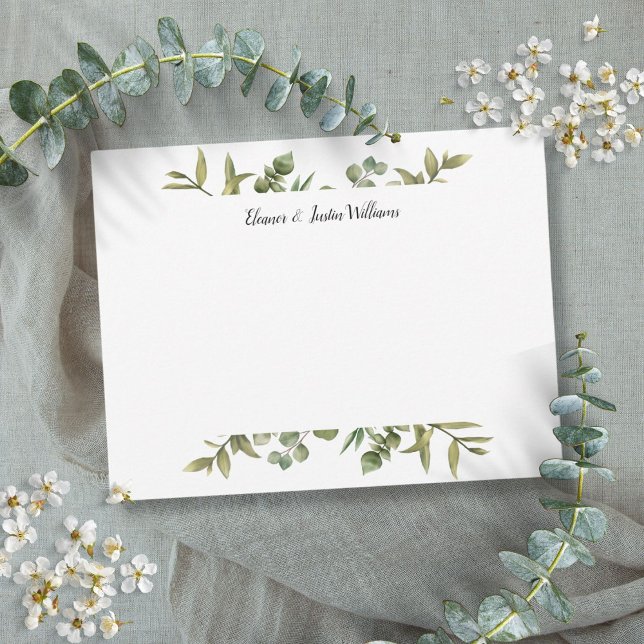 Elegant Simple Greenery Personalised Card (Elegant Simple Greenery Personalized Note Card)