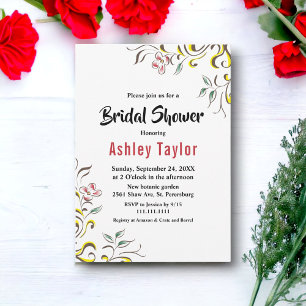 Elegant Simple Greenery Rose Floral Bridal Shower Invitation