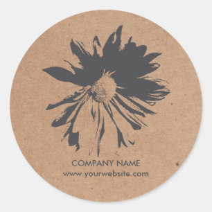 Elegant Simple Grey Flower Kraft Paper Florist Classic Round Sticker