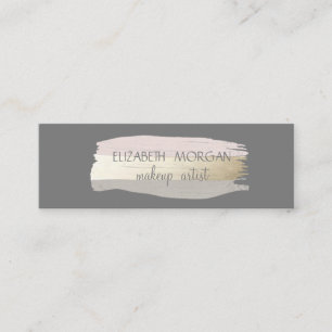 Elegant Simple Grey, Foil Brush Stroke Mini Business Card