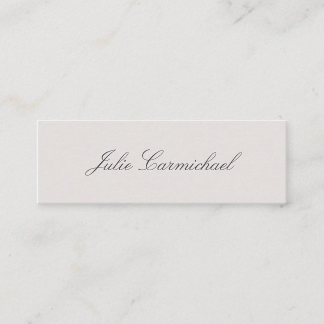 Elegant Simple Grey Script Name Mini Business Card (Front)