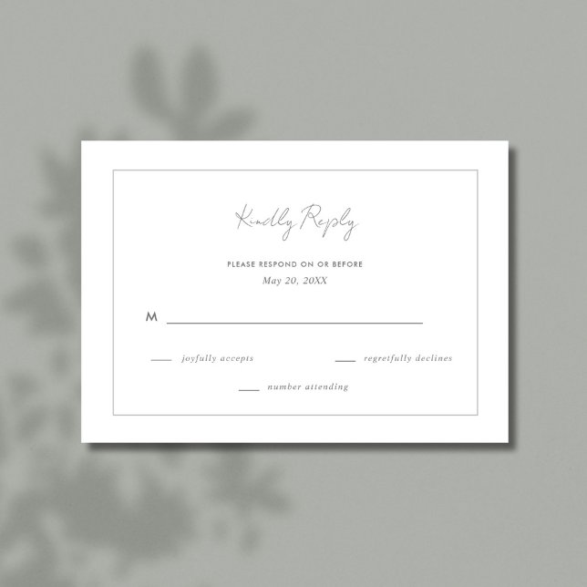 Elegant Simple Grey Wedding RSVP Card (Elegant Simple Gray Wedding RSVP Card)
