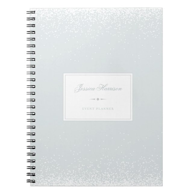Elegant Simple Grey White Confetti Event Planner Notebook (Front)