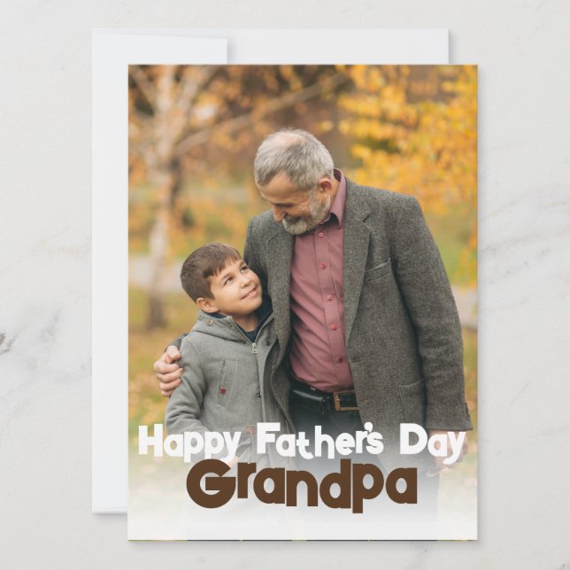 Elegant Simple Happy Father's day, grandpa Photo Holiday Card (Front)