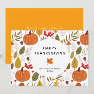 Elegant Simple Happy Thanksgiving Autumn Leaves Holiday Card