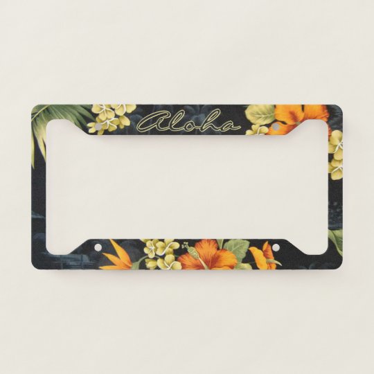 Elegant Simple Hawaiian Hibiscus Flower Pattern Licence Plate Frame