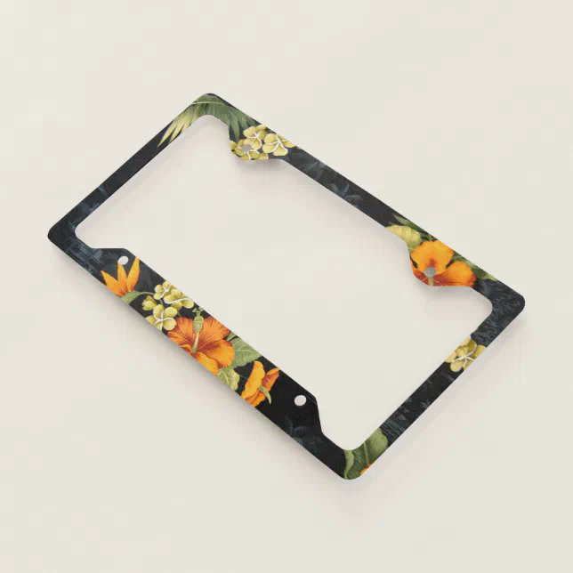 Elegant Simple Hawaiian Hibiscus Flower Pattern Licence Plate Frame