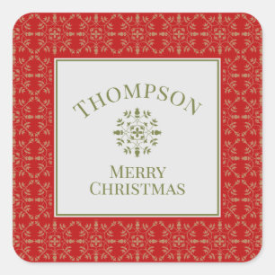 Elegant Simple Holiday Snowflake Classic Pattern Square Sticker