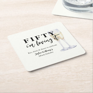 Elegant Simple I'm Loving It 50th Birthday Square Paper Coaster