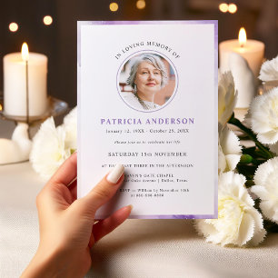 Elegant Simple In Loving Memory Photo Funeral  Invitation