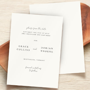 Elegant Simple Ivory White Neutral Wedding Save The Date