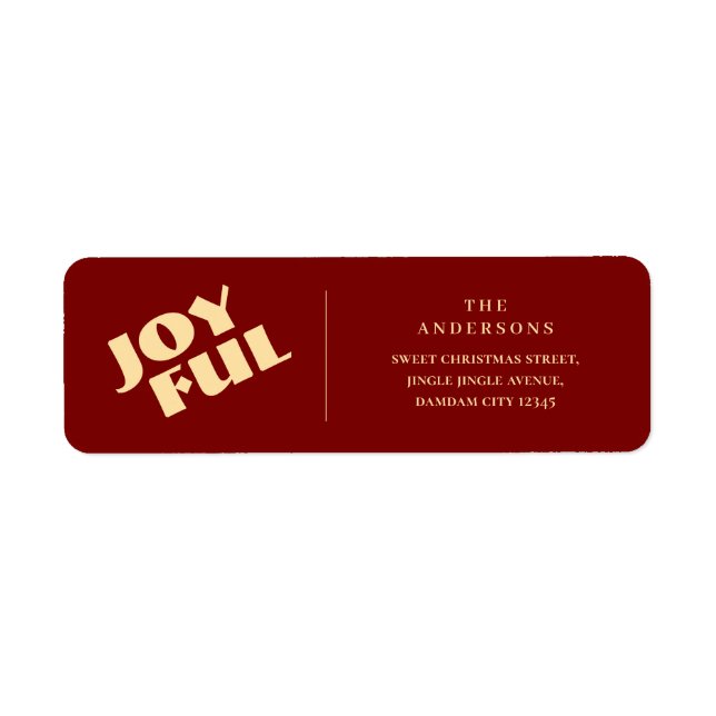 Elegant Simple Joyful Christmas Return Address Label (Front)