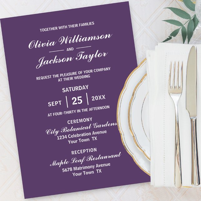 Elegant Simple Lavender White Wedding Invitation (Creator Uploaded)