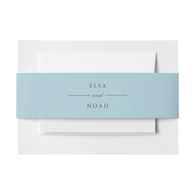 Elegant Simple light Blue Monogram  Invitation Belly Band (Front Example)