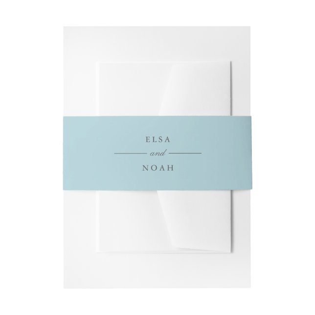 Elegant Simple light Blue Monogram  Invitation Belly Band (Front Example)