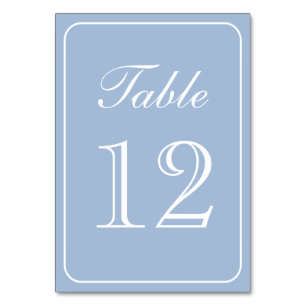Elegant Simple Light Blue Table Number