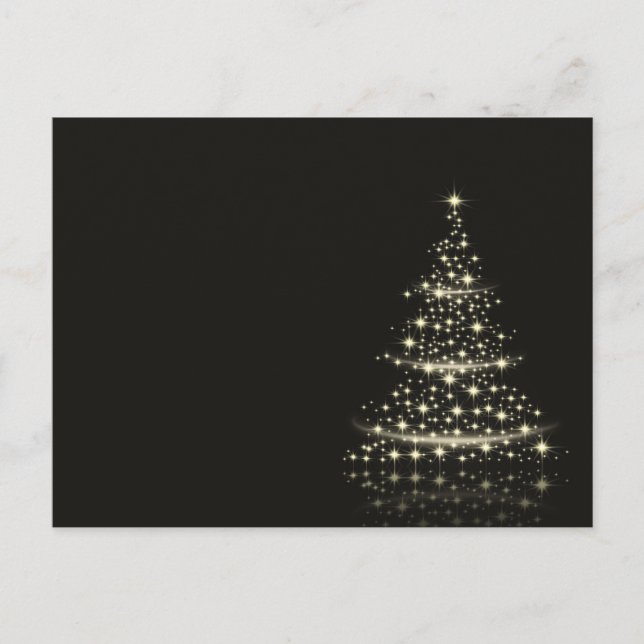 Elegant Simple Lighted Christmas Tree at Night  Holiday Postcard (Front)