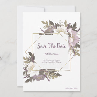 Elegant & Simple Lilac flower save the date card 