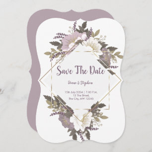 Elegant & Simple Lilac flower save the date card