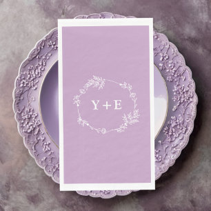  Elegant Simple Lilac Purple Monogrammed Wedding Napkin