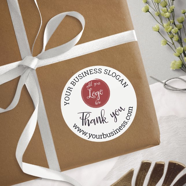  Elegant Simple Logo Thank You Classic Round Sticker (Creator Uploaded)