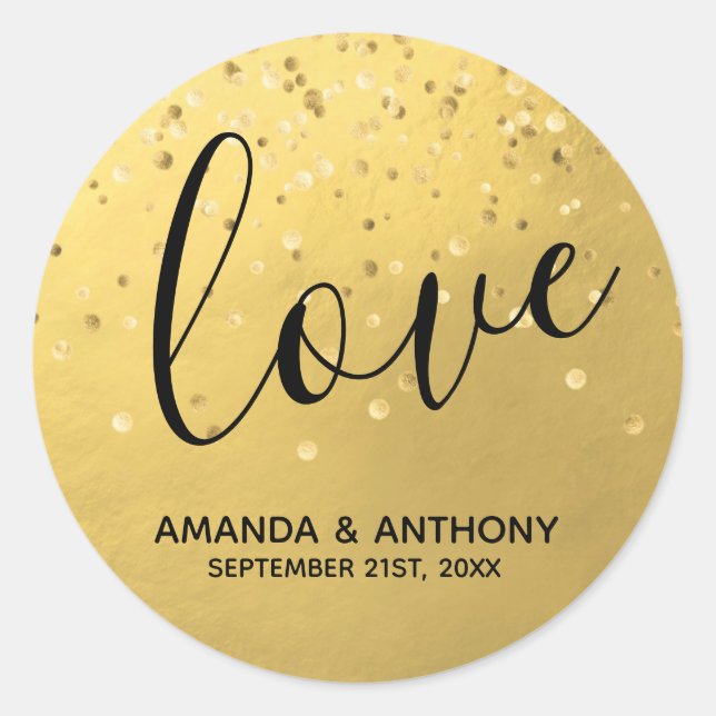 Elegant Simple LOVE Faux Gold Foil Wedding Seals (Front)