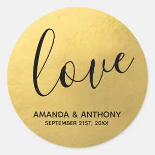 Elegant Simple LOVE Faux Gold Foil Wedding Seals