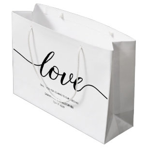 Elegant Simple Love Script Wedding custom Large Gift Bag