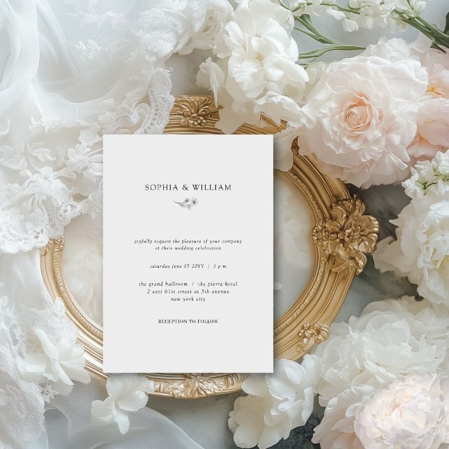 Elegant Simple Luxury Fine Art Wedding Invitation (The Sophia invitation has a sleek, minimalist aesthetic but is still dainty and feminine.)