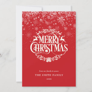 Elegant Simple Merry Christmas Snowflakes Modern Holiday Card