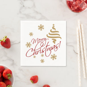 Elegant Simple Merry Christmas Wish Wordart Napkin