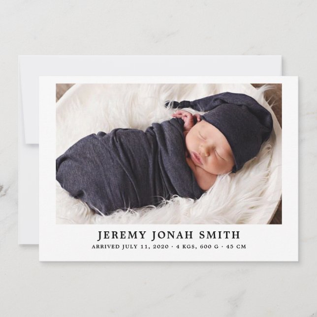 Elegant Simple Minimal Baby Birth announcement (Front)