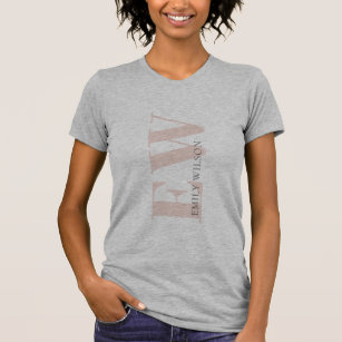 Elegant Simple Minimal Blush Grey Monogram T-Shirt