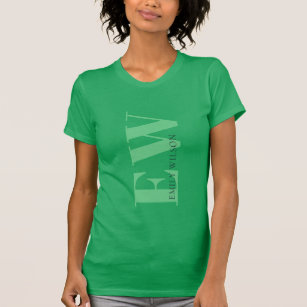 Elegant Simple Minimal Bright Green Monogram Name T-Shirt