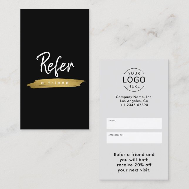 Elegant Simple Minimal Corporate Logo Referral Card (Front/Back)