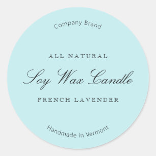 Elegant Simple Minimal Light Blue Candle Label
