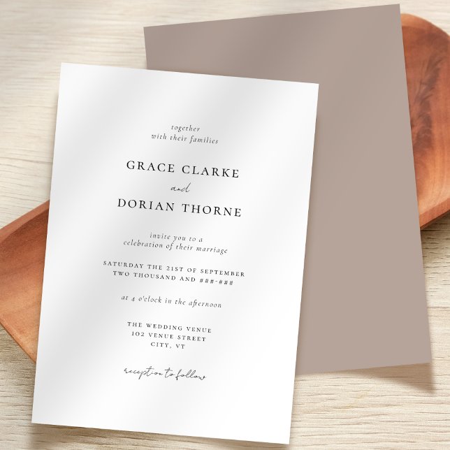 Elegant Simple Minimal Neutral Earth Tone Wedding Invitation (Creator Uploaded)