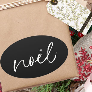 Elegant Simple Minimal Noel Christmas Holiday Oval Sticker