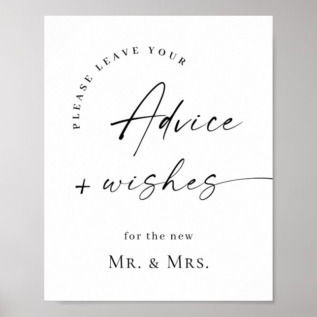 Elegant Simple Minimalist Advice & Wishes Wedding Poster (Front)