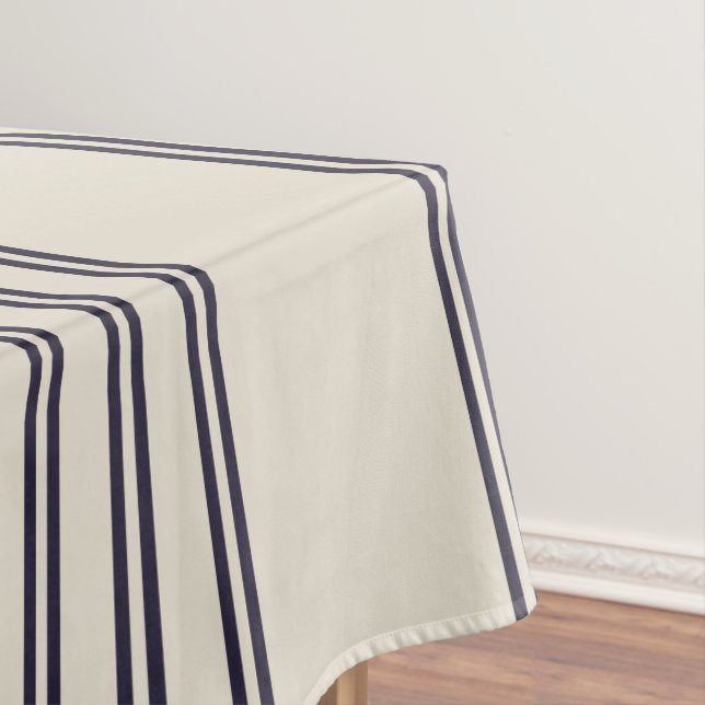 ELEGANT SIMPLE MINIMALIST AEGEAN STRIPE NAVY TABLECLOTH (In Situ)