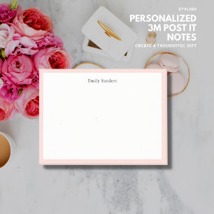 Elegant Simple Minimalist Blush Pink Border Post-it Notes