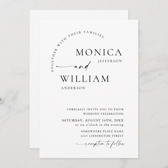 Elegant Simple Minimalist Calligraphy Wedding Invitation (Front/Back)