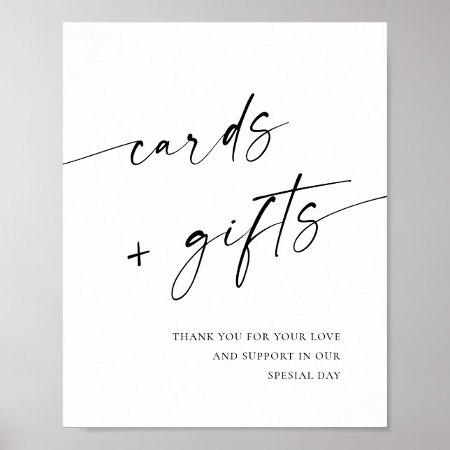 Elegant Simple Minimalist Cards and Gifts Wedding Poster (Front)