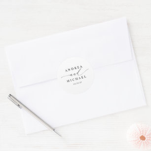 Elegant Simple Minimalist Classy Wedding Classic Round Sticker